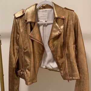 Anthropologie Rose Gold Metallic Women's Faux Leather Jacket